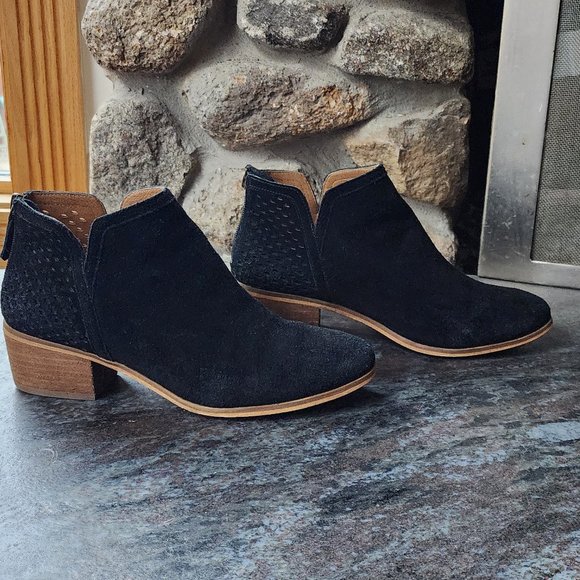 Susina Black/Tan Suede Leather Booties Size 8.5W - Picture 11 of 15